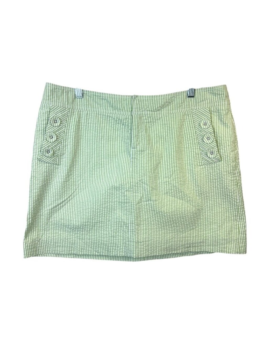Lilly Pulitzer Courtland Seersucker Mini Skirt Women's 10 White Green Striped
